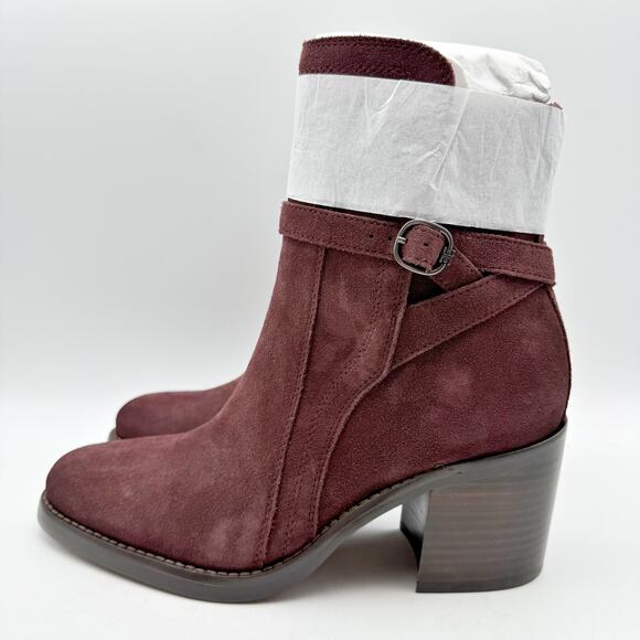 Sam Edelman Womens Simona Heeled Ankle Bootie US 8.5 M EU 39 Burgundy Suede NWOB - Picture 8 of 13